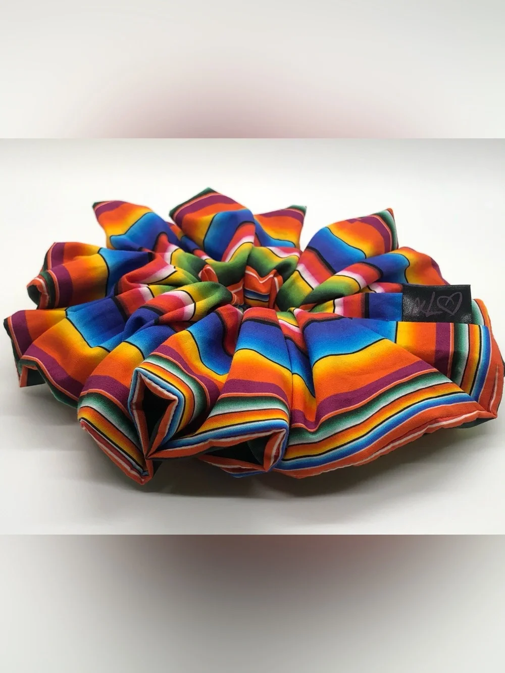 XL Mexican Sarape Colorful Rainbow Striped Hair Scrunchie